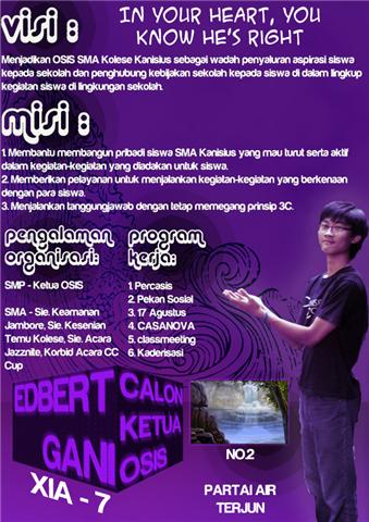 Poster Kampanye Calon Ketua OSIS SMA Kanisius 2010/2011 